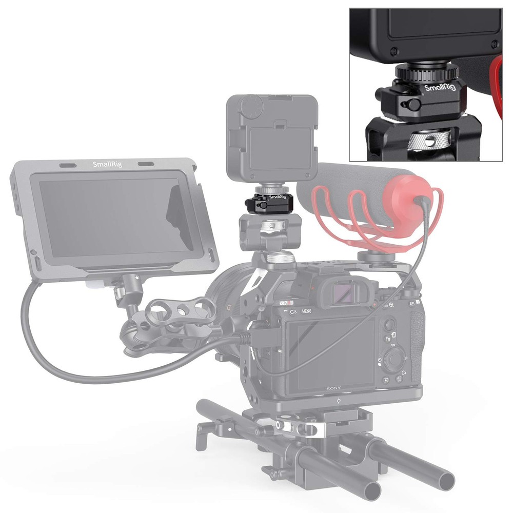 SmallRig Universal Cold Shoe Mount, Multi-Functional Shoe Adapter with Safety...