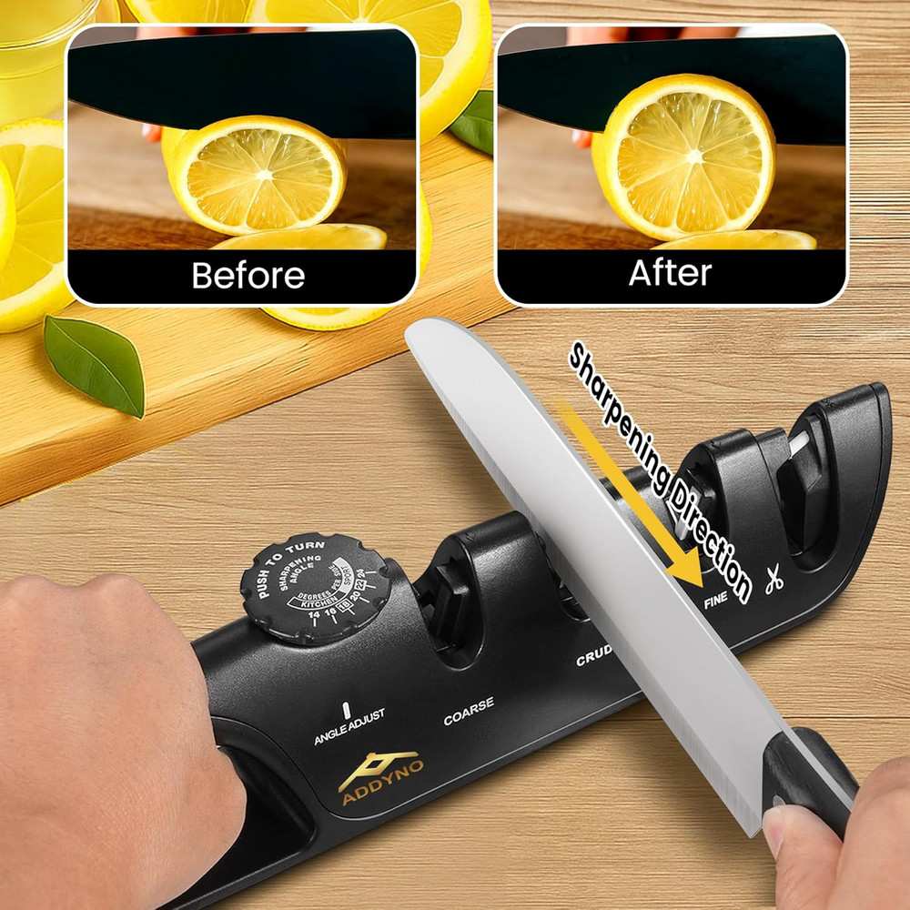 4In1 Knife Sharpener with Angle Guide, Adjustable Edge,3Stage Coarse�Sharpen�...