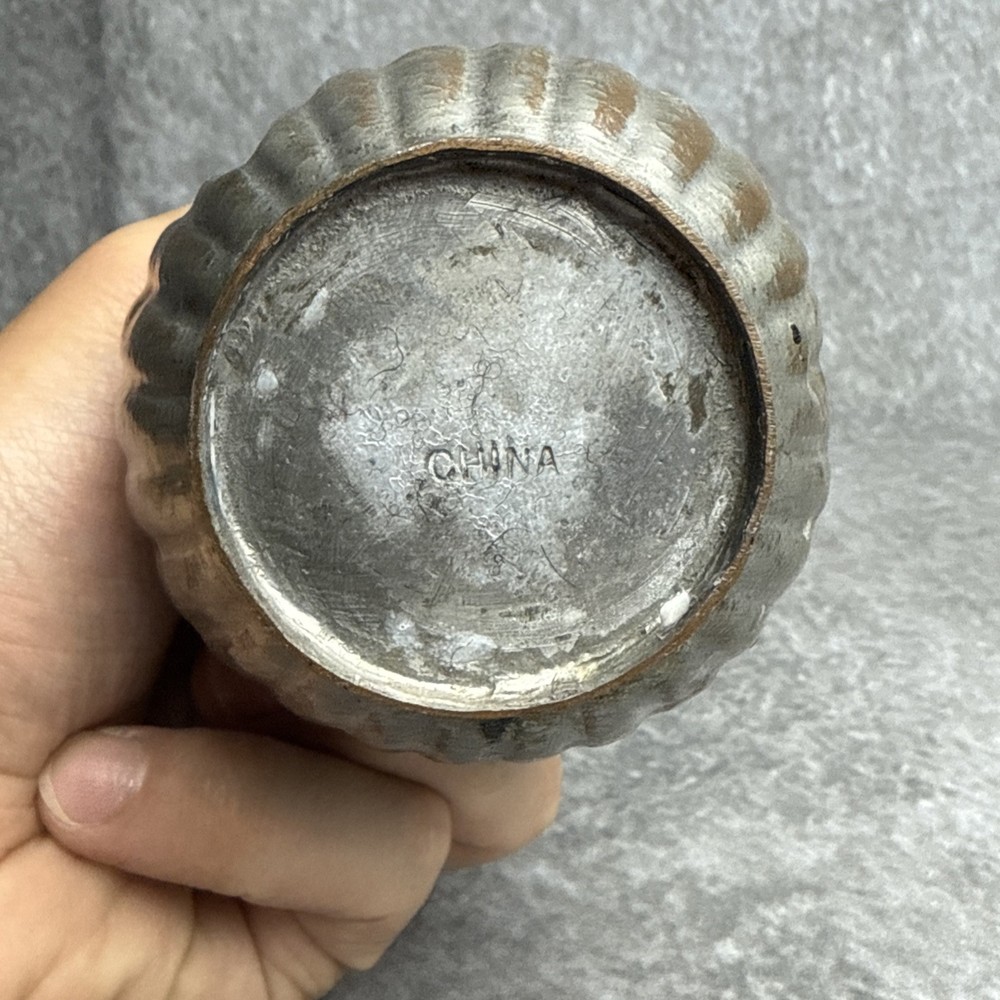 Antique Chinese Silver Plated Copper Water Pitcher6”