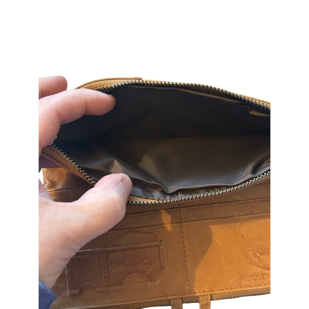Roulens brown wallet billfold clutch RFID