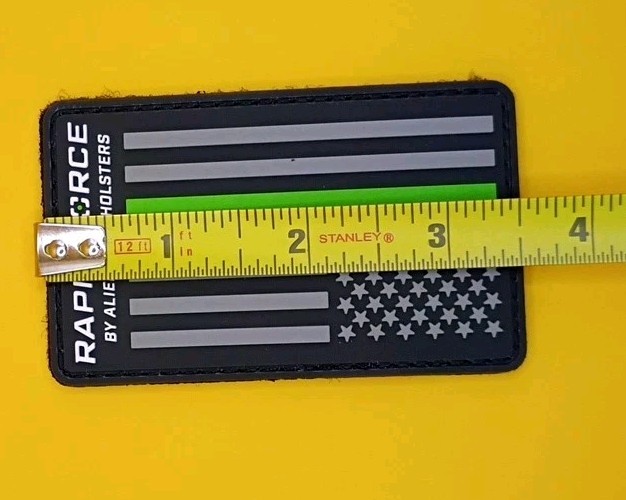 PVC Rubber Patch Black/Gray Thin Green Line Flag Hook & Loop Alien Gear Holsters