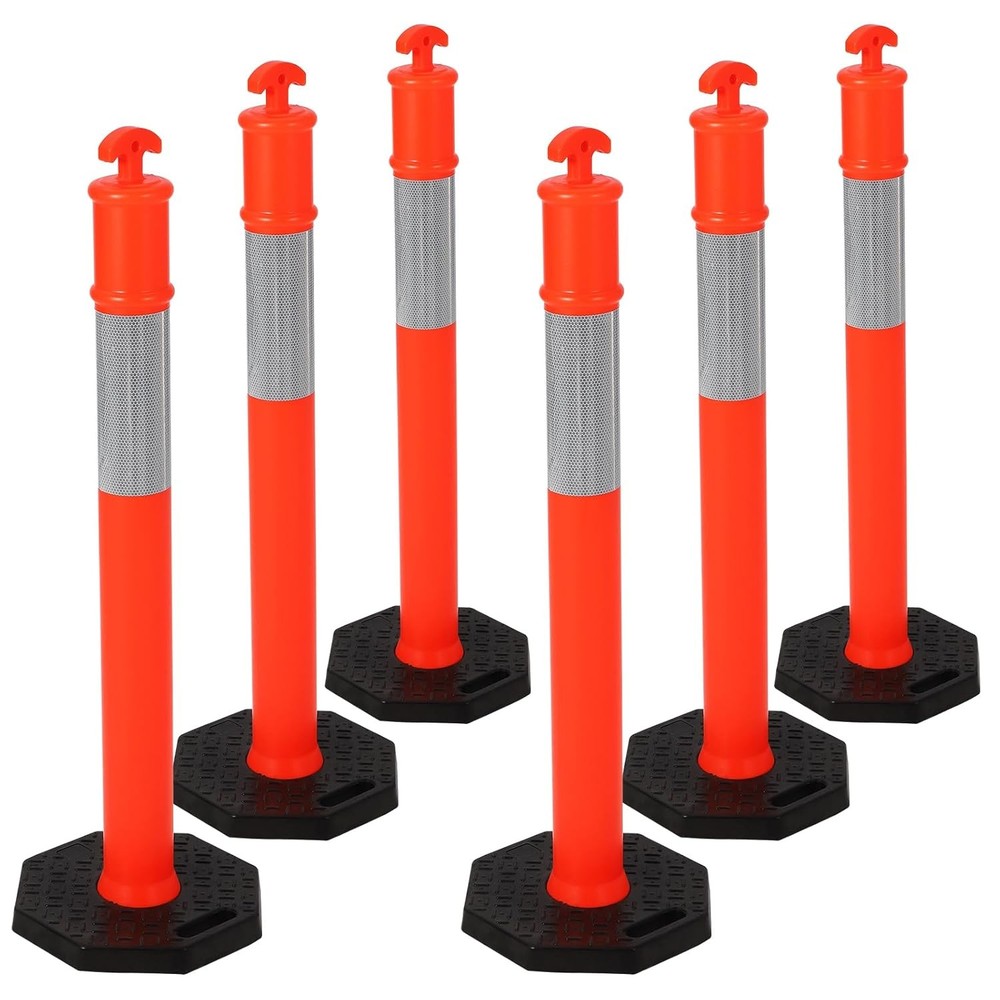 Sturdy 45" PE Delineator Pole with 10" Reflective Collar & Removable Rubber Base