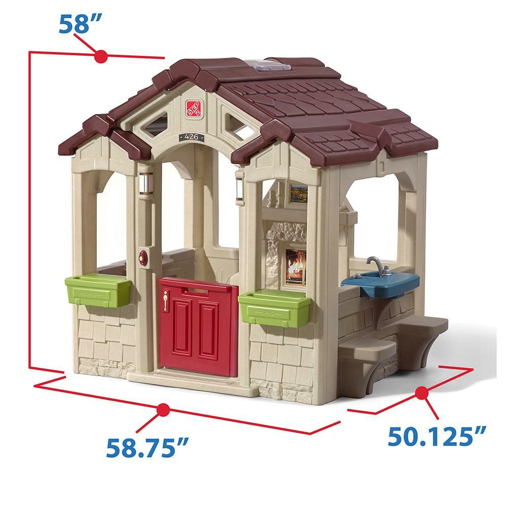 Kids Playhouse Outdoor Plastic Child Toddler Cottage Play House Toy W/ Fireplace