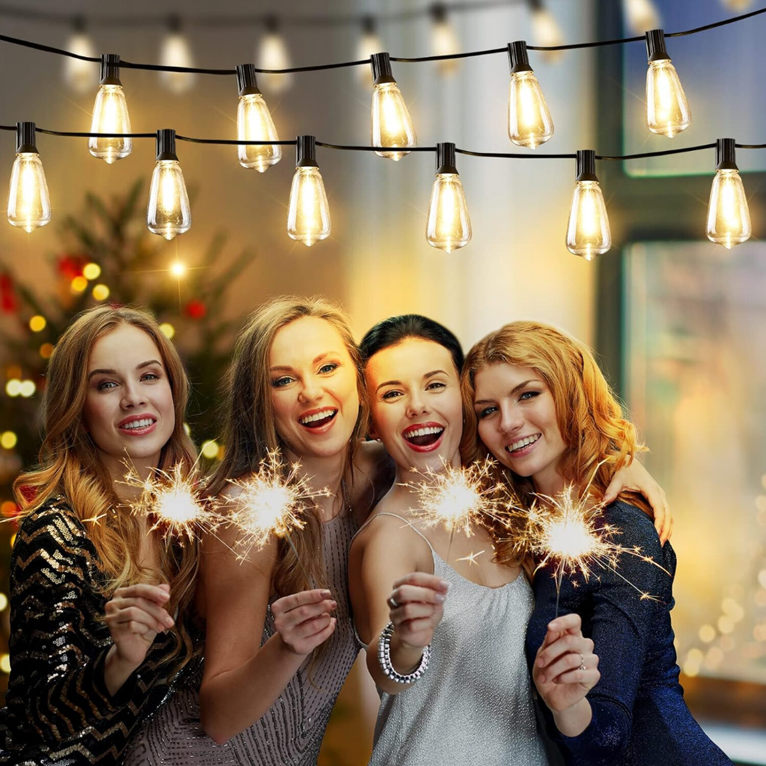 50FT - 500FT LED Outdoor String Lights Dimmable Waterproof ST38 LED Patio Lights