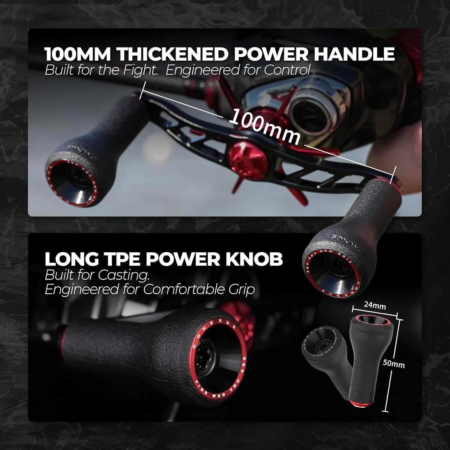 GOMEXUS 100mm Power Handle for Daiwa Lexa Zillion Saltiga Baitcasting Reel 8x5mm