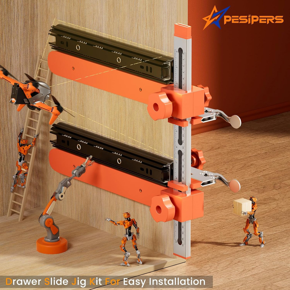 2.0 Adjustable Drawer Slide Jig with Toggle Clamp & Magnetic Arm, Precision Cabi