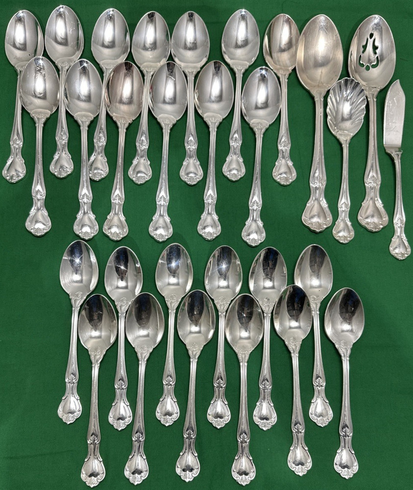 29 Pc RATHMORE Silverplated SOUP & TEASPOONS & SERVING Pcs Reed & Barton