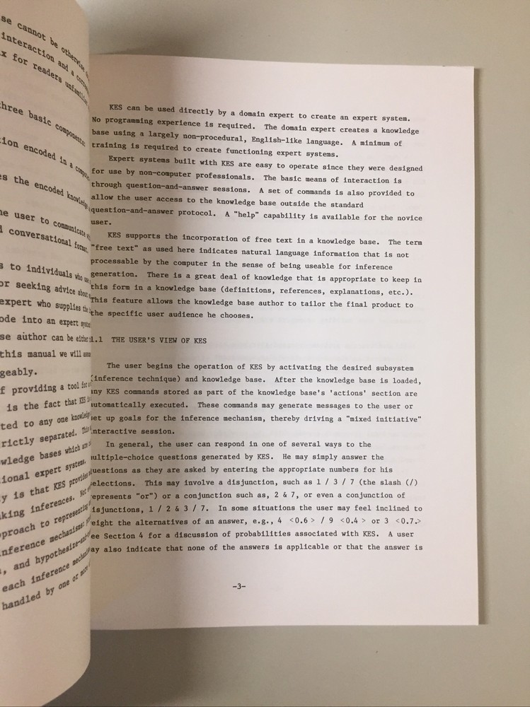 Vintage 84' SOFTWARE A&E KNOWLEDGE ENGINEERING SYSTEM General Description Manual