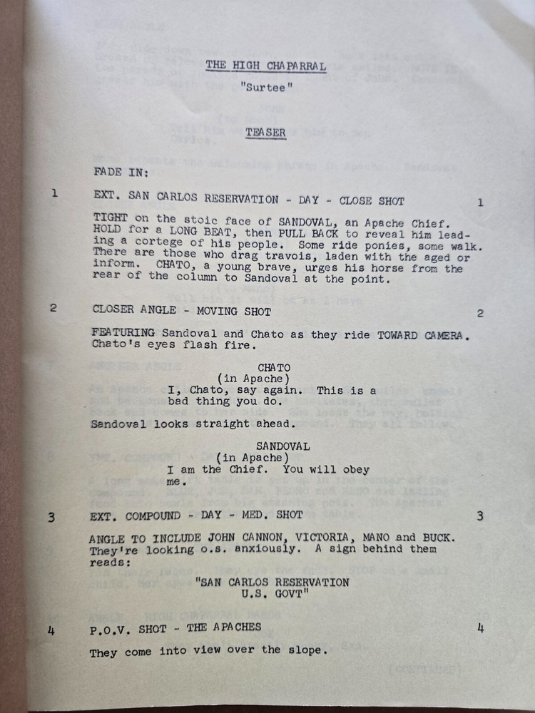 The High Chaparral Original TV Script 1968 Surtee