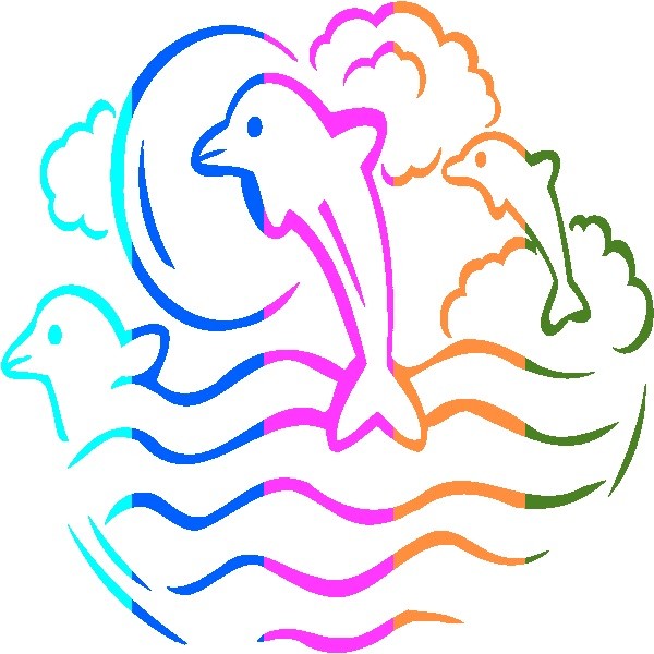 30 Custom Modern Rainbow Dolphin Art Personalized Address Labels