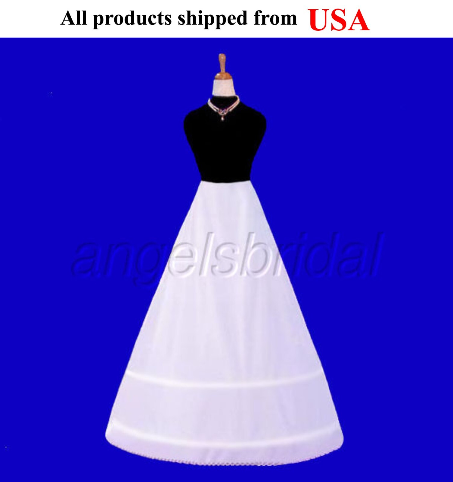 Premium Quality Cotton 2-Hoop Bridal Wedding Gown Petticoat Crinoline Skirt Slip