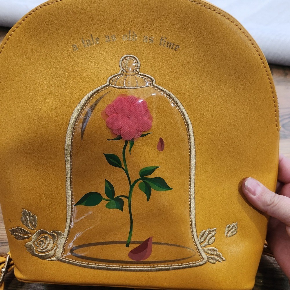 Disney Beauty and the Beast Enchanted Rose Dome Loungefly Mini Backpack Yellow