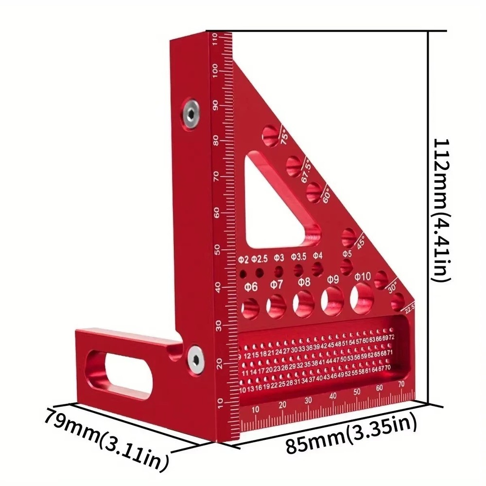 3D Multi-Angle Measuring Ruler 45° 90° Aluminum Woodworking Square Tool
