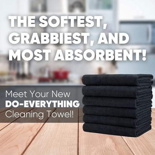 1" x 24" Pro Multi Surface Microfiber Towels | Pack () 16x24 6 Black