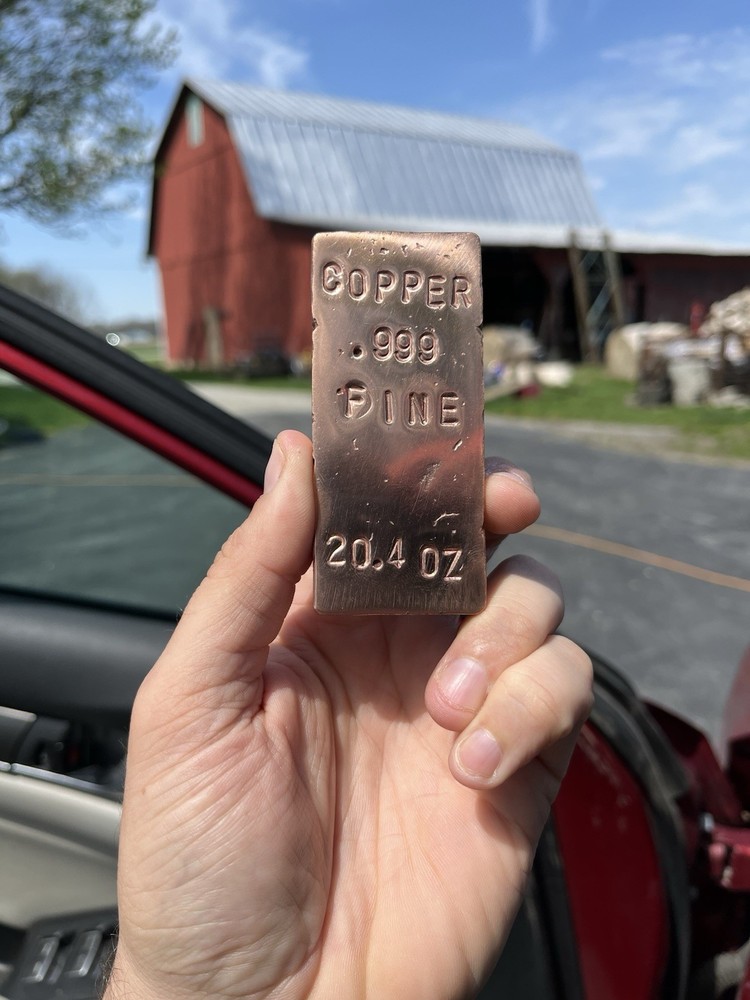 Handpoured Copper Bar 20.4 oz .999