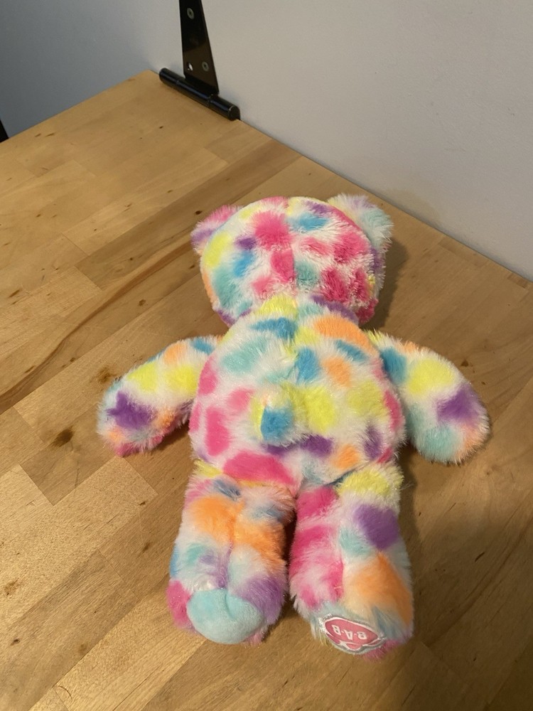 build a bear rainbow heart small squeeks 12”