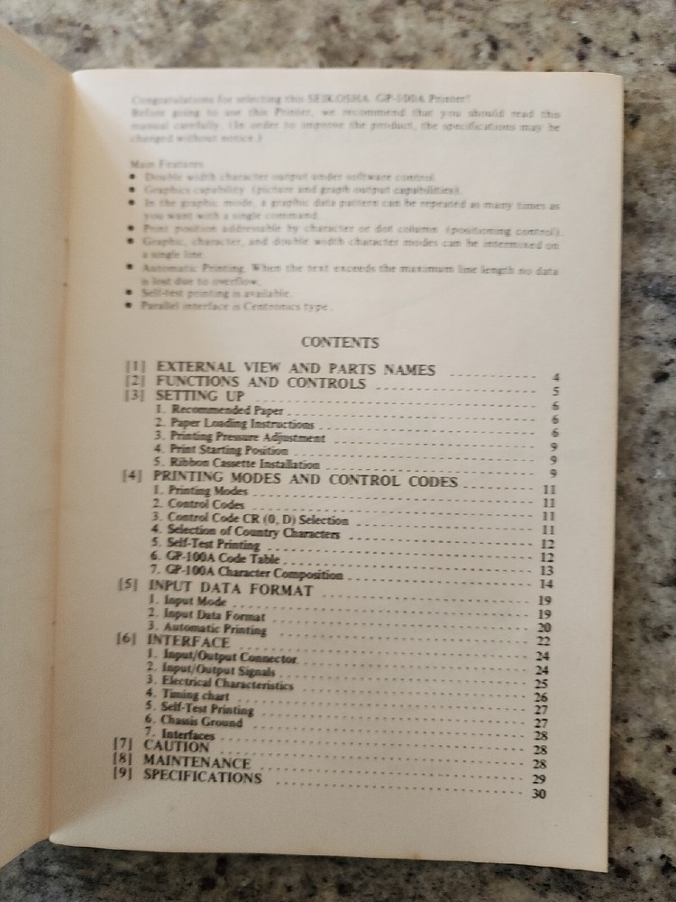 Seikosha Graphic Printer GP-100A Owner's Manual