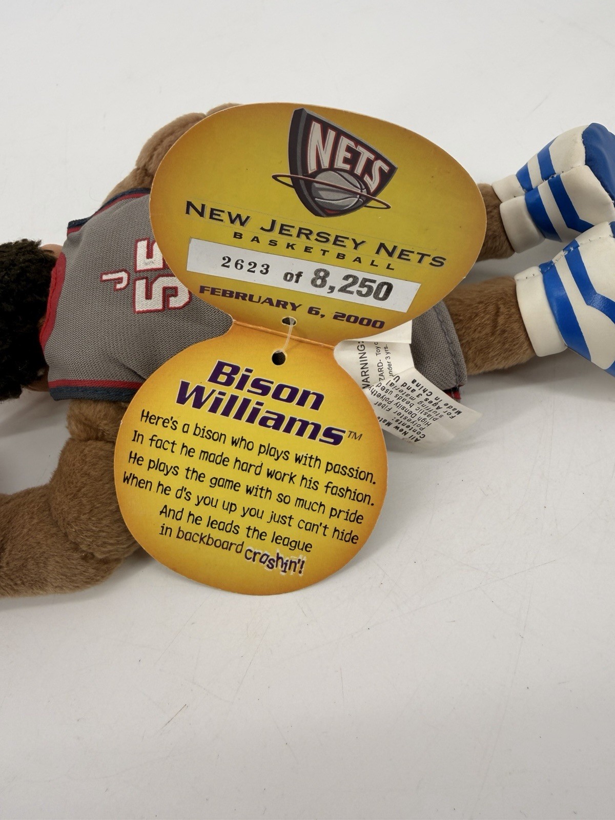 Bison Williams NJ Nets Meanies Wild World of Sports Plush #2623/8250 NWT Rare