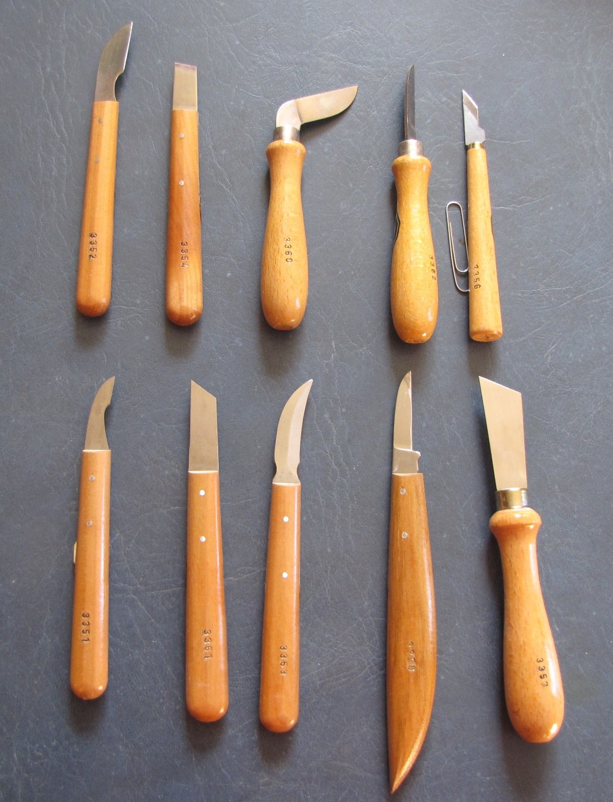 Two Cherries 10-pc wood carving knife set - Germany - never used