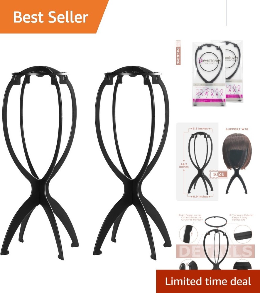 Essential Collapsible Wig Head Stand Set - Lightweight & Space-Saving 2-Pack