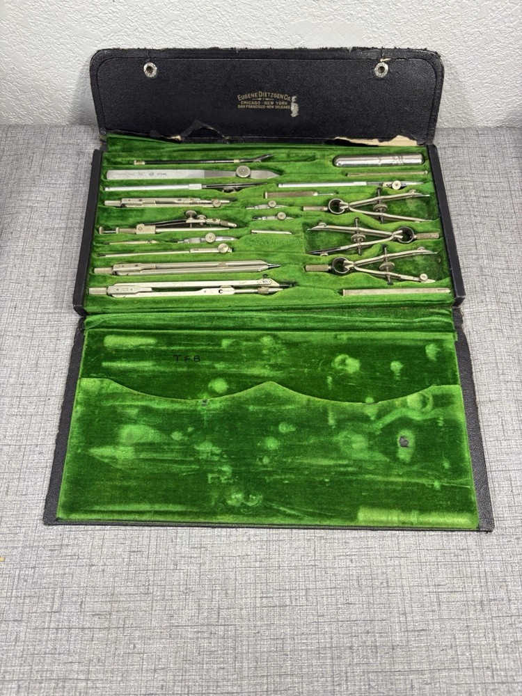 Vintage 20 Piece Drafting Instrument Set Eugene Dietzgen Co.