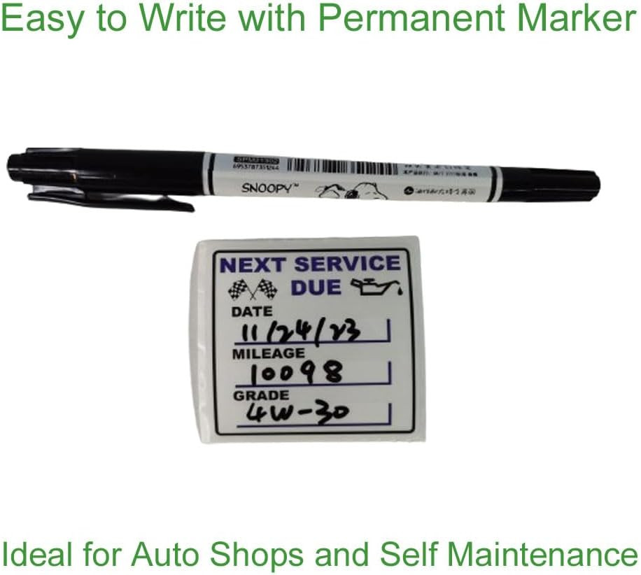 Oil Change Reminder Stickers 2x2 Clear Vinyl 300Pcs Car Service Due Label Roll