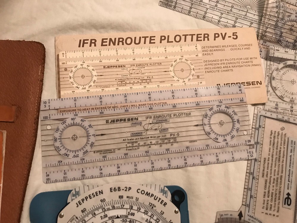 Vtg Air Navigation tools CPU ROTARY PLOTTER JEPPESEN COMPUTERS CESSNA Guides etc
