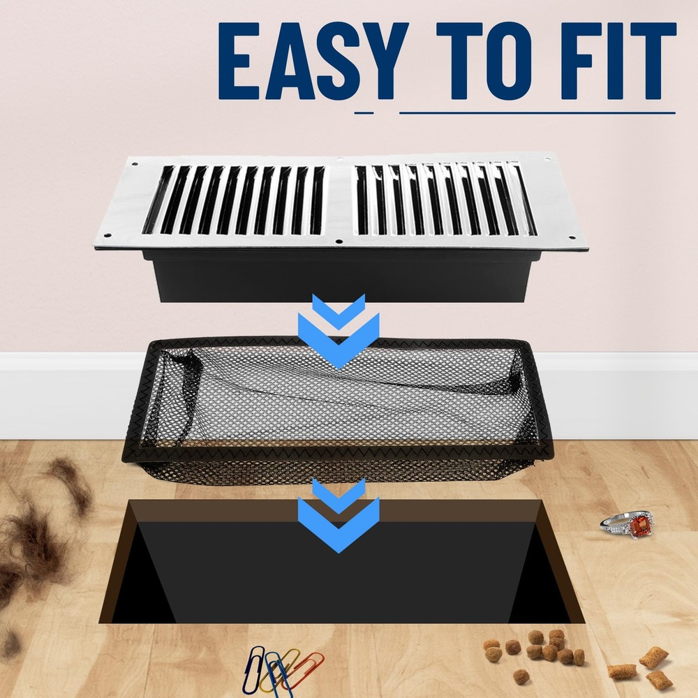 KNCLUX 2 Pack Floor Vent Screen Cover | Filter Screen, Air Black