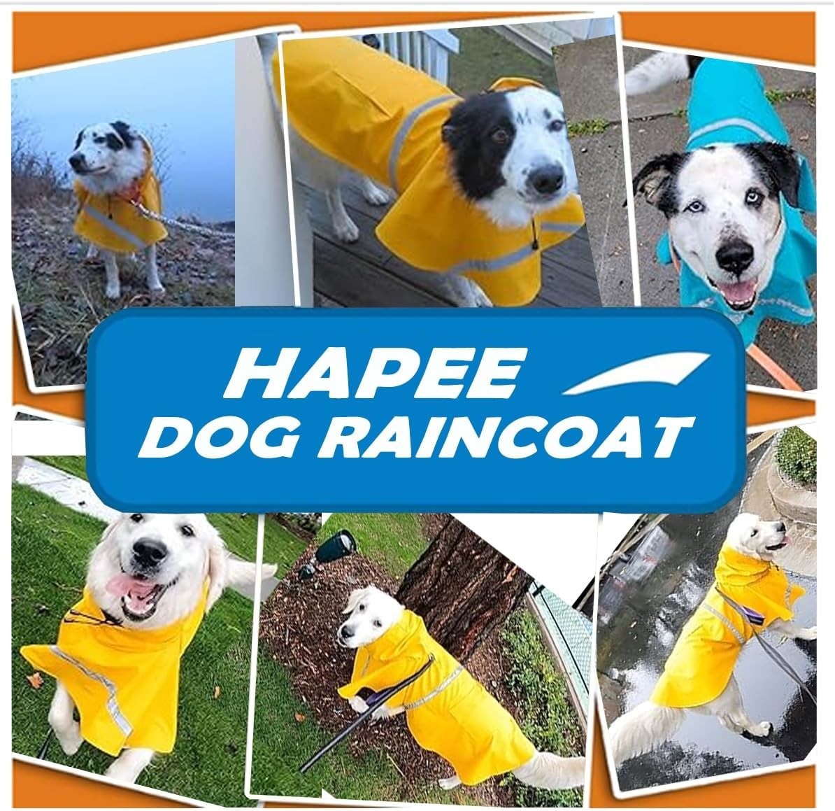 Dog Raincoat, Reflective Strip Hoodie, Poncho (A1-Yellow, 24B (Back Length 24")