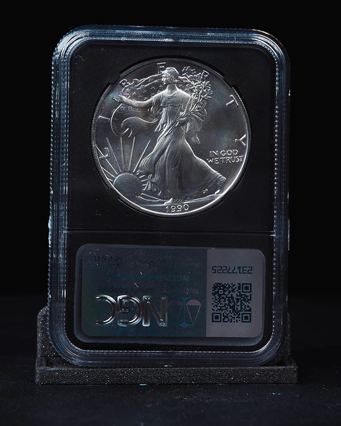 1990 SE $1 NGC MS69 Reverse Struck Thru Error John Mercanti Autographed