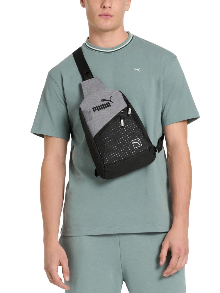 PUMA EVERCAT SIDEWALL SLING BACKPACK,Black/Silver,One One Size, Black/Silver