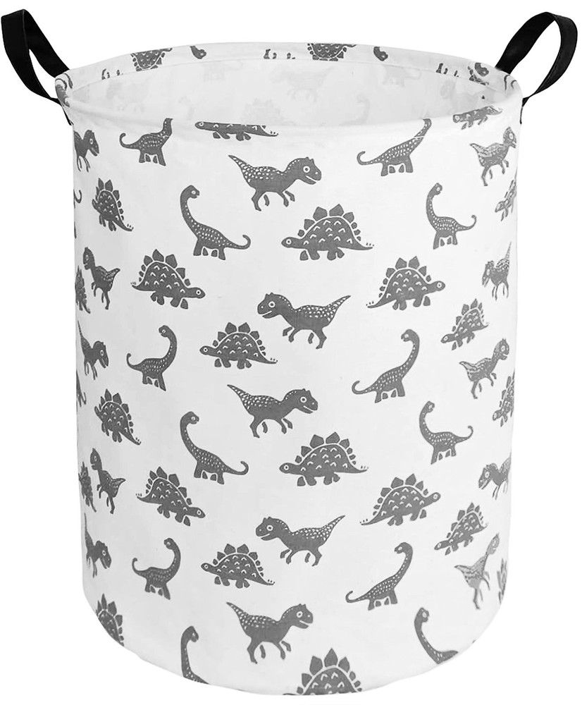 HUAYEE Round Dinosaur Pattern Laundry Hamper Storage Basket Fabric Material S...