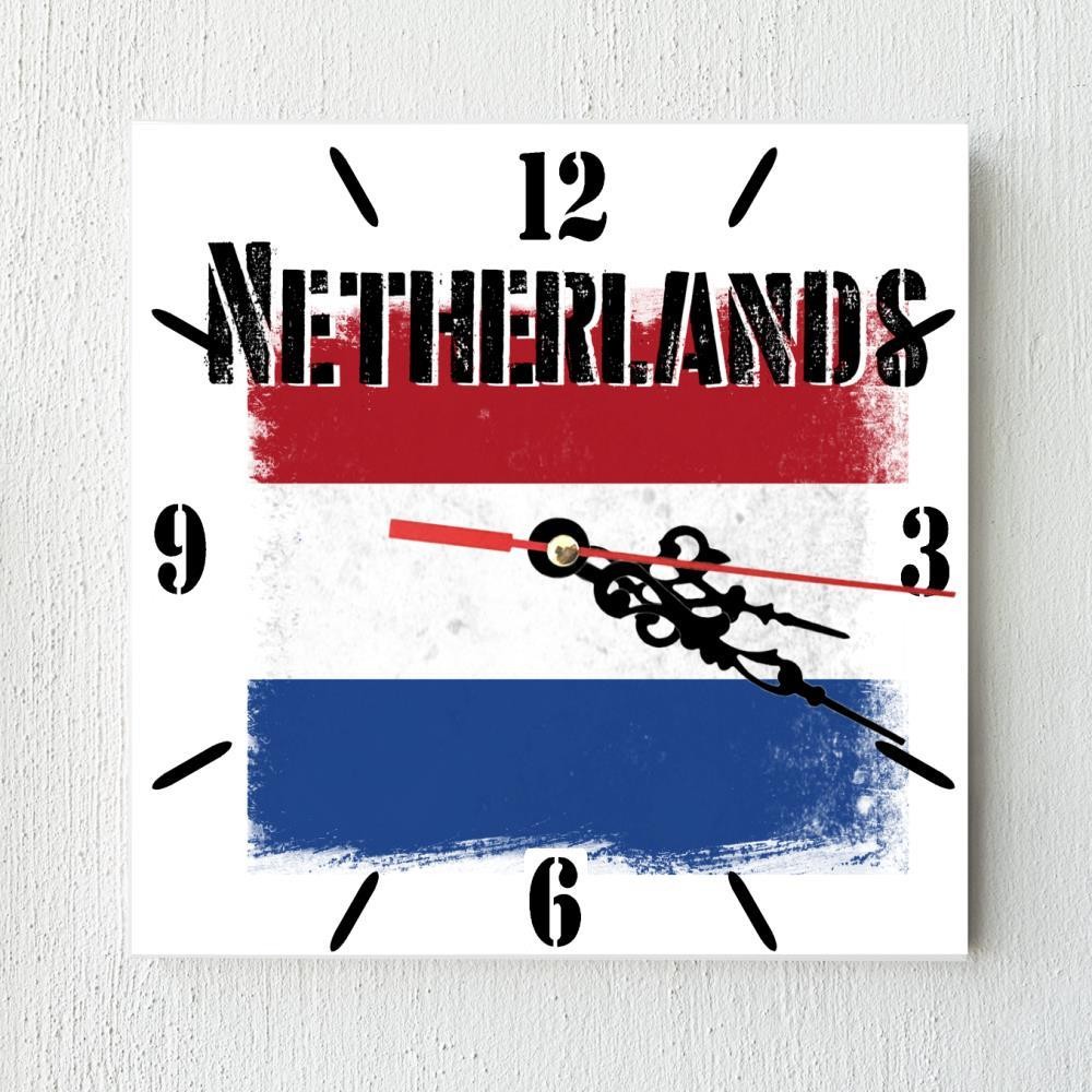 Netherlands Flag Wall clock patriots CERAMIC Tile Watch Support Décor