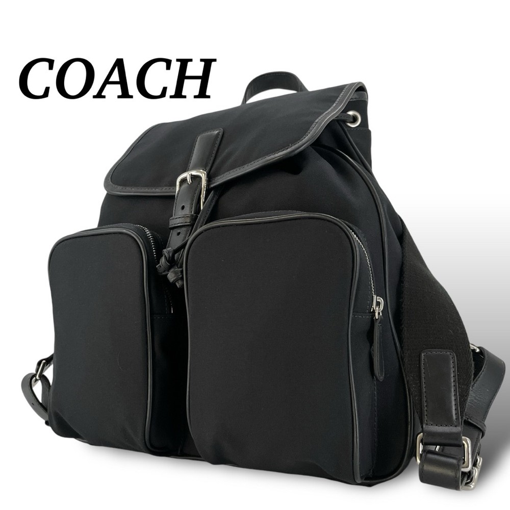 Coach backpack drawstring black nylon large capacity From Japan