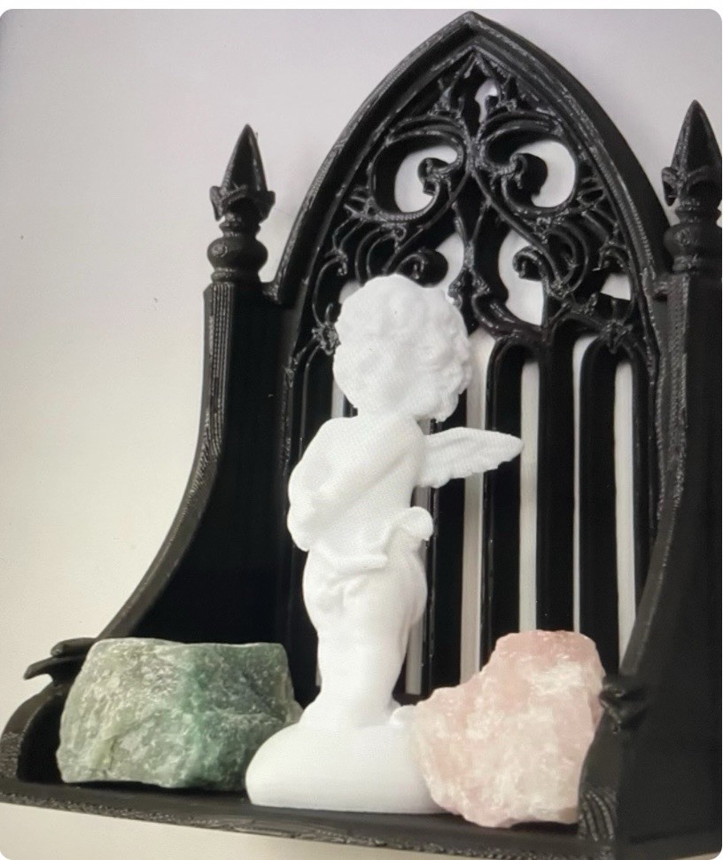 Gothic Black Wall Mounted Bracket Trinket Shelf, 3D Print, Plastic Composite