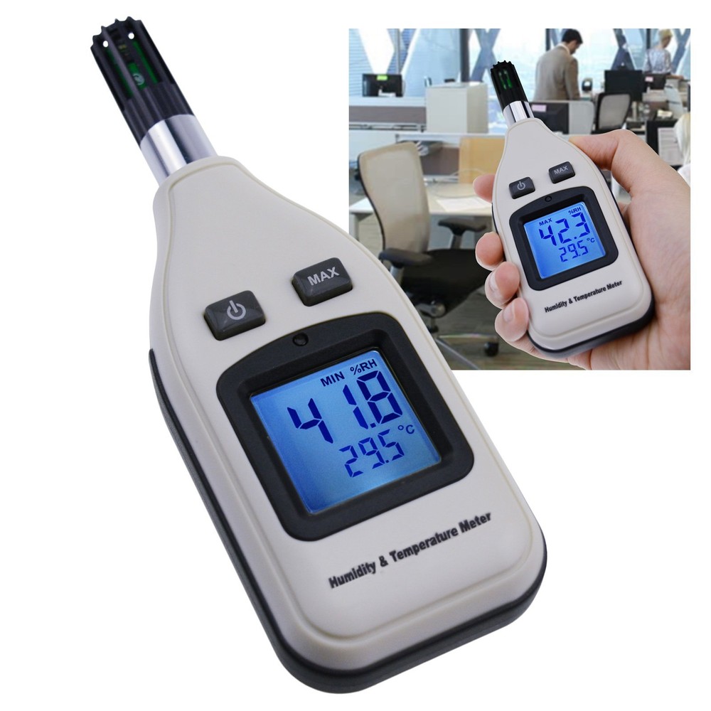 迷你热湿度计 0 ~ 100% 右握/ -22 ~ 158°F 数字湿度和温度计-