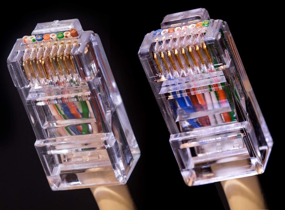 RJ45 Network Cables Modular Plug CAT5e UTP Connector End Pass Through 100 pc Jar