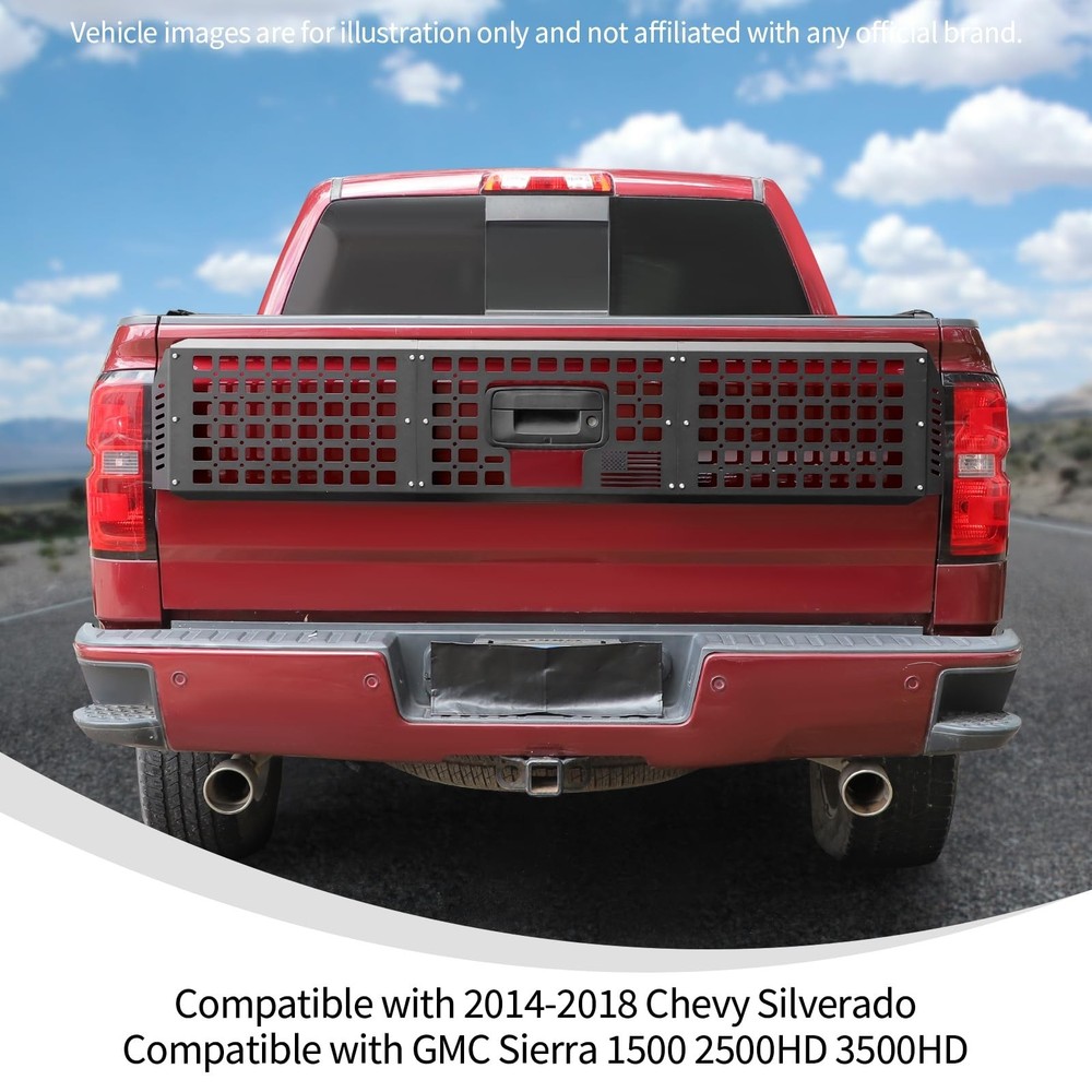 Linskip Tailgate Bed Molle Expansion Panel Compatible with 2014-2018 Chevy Si...