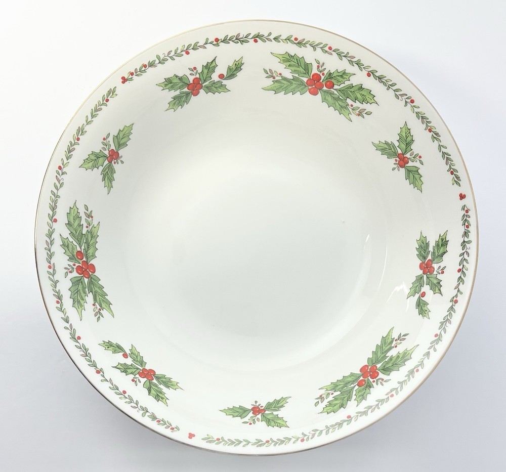 4-Piece Christmas “Holly” Porcelain Dinnerware Serving Hostess Set, Centurion