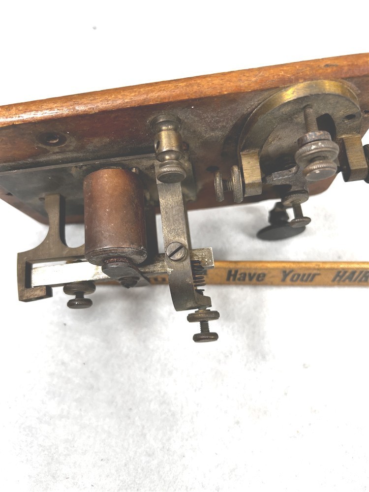 telegraph key Morse code wood metal brass steel antique original