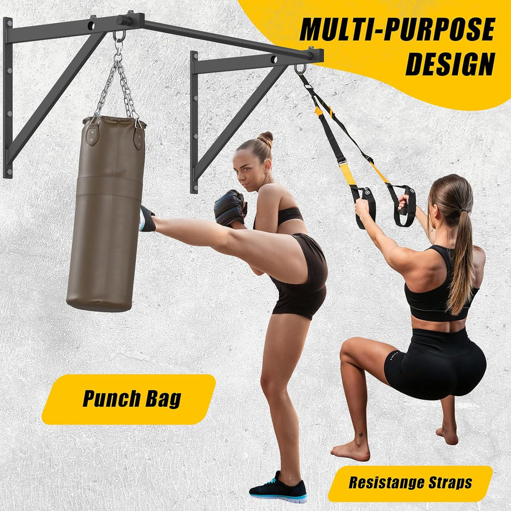Wall Mounted Pull up Bar, Adjustable Depth 51" Chin up Bar, Strength Training Pu
