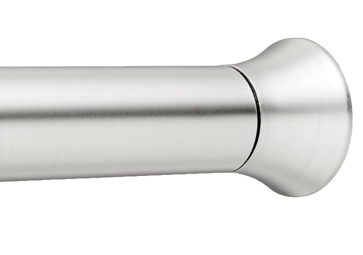 Brushed Nickle Easy install shower curtain tension rod, adjustable length, 42-73