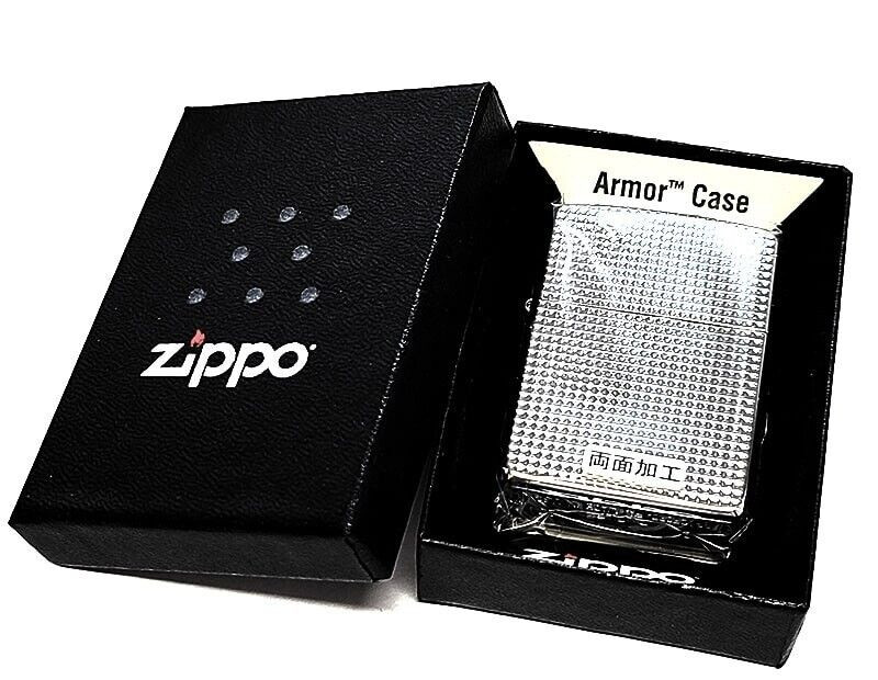 Zippo Armor Fine Lattice Diamond Silver Etching Brass 2 Sided Processing Lighter