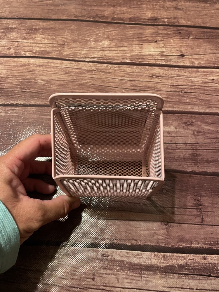 Magnetic Locker Storage Bin Pink Mesh Cup Metal