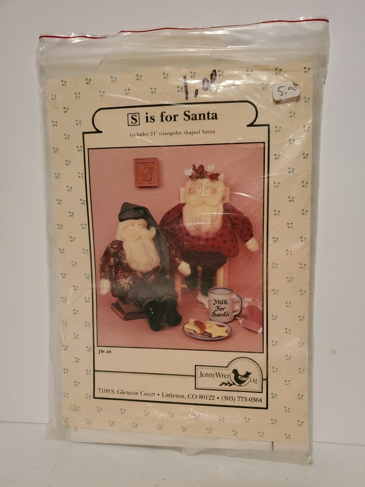 Jenny Wren S Is For Santa Jw-48 Sewing Pattern Craft Triangular