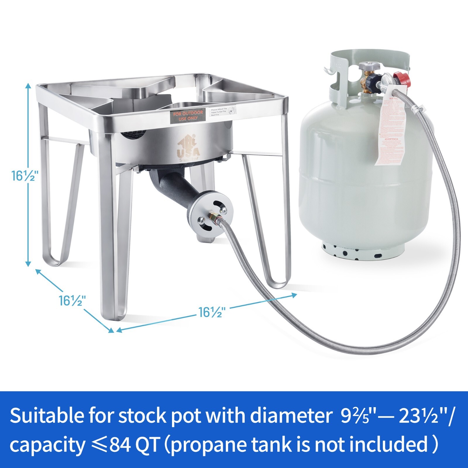 200,000 BTU Single Stainless Steel Propane Burner for Outdoor Cooking Gas Stove