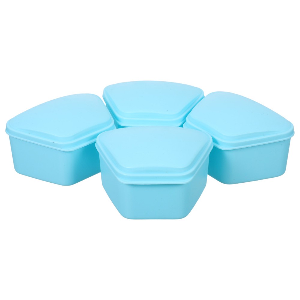 4 Pcs Retainer Travel Case Soaking Denture Soaker Container Leakproof