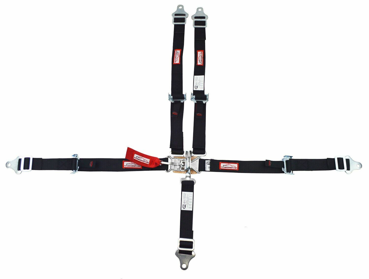 RACERDIRECT UNIVERSAL JR DRAG 5PT 2"RACING HARNES LATCH FLOOR MOUNT SFI 16.1 BLK