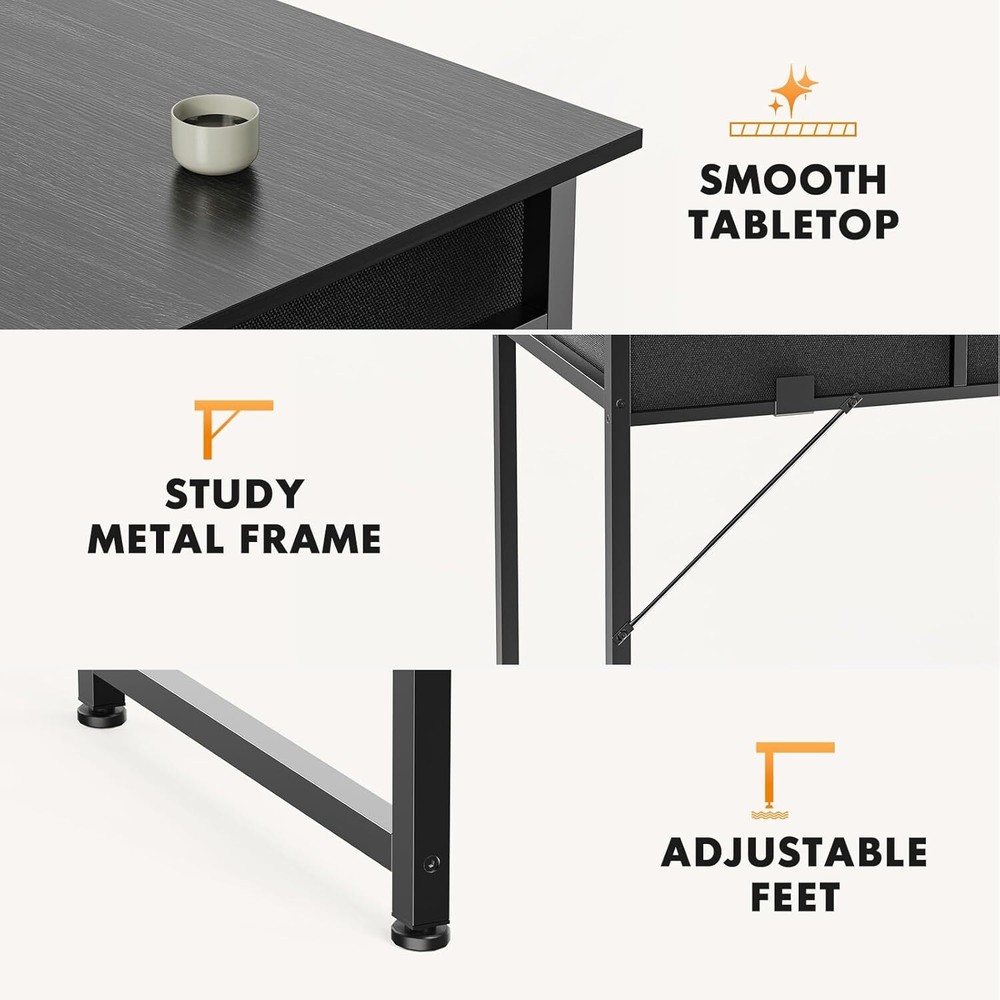 Small Computer Desk for Home Office, 32" Working PC Table with 2 Fabric Drawers
