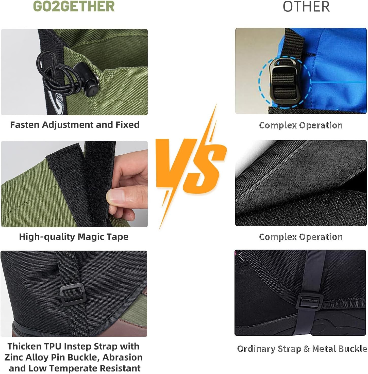 Leg Gaiters – Waterproof and Adjustable Snow Boot Gaiters for Hiking, Walking,